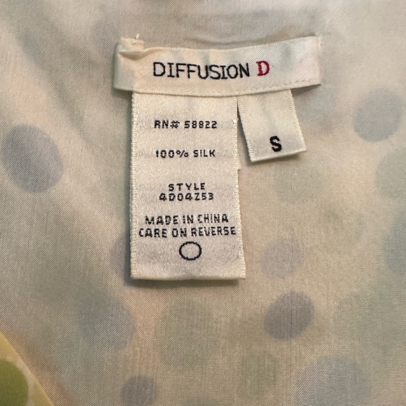 Pastel Yellow,Blue, & Green dotted Silk Dress - Picture 4 of 5